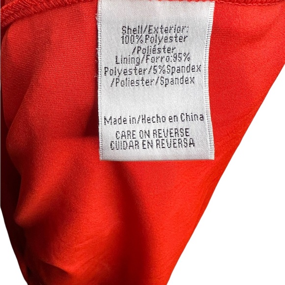 New! MADDEN NYC Adjustable Halter Chevron Lace Texture Orange Midi Dress Large - Picture 5 of 12